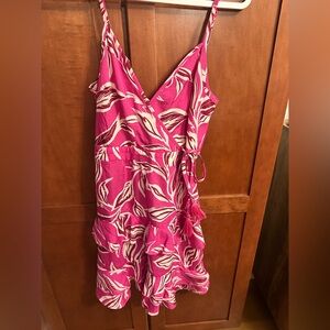 Women’s Pink and White Wrap Spaghetti Strap Dress NWT